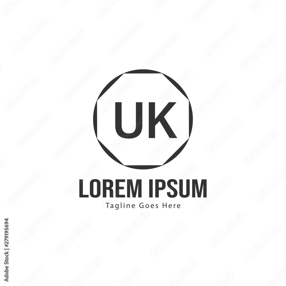 UK Letter Logo Design. Creative Modern UK Letters Icon Illustration