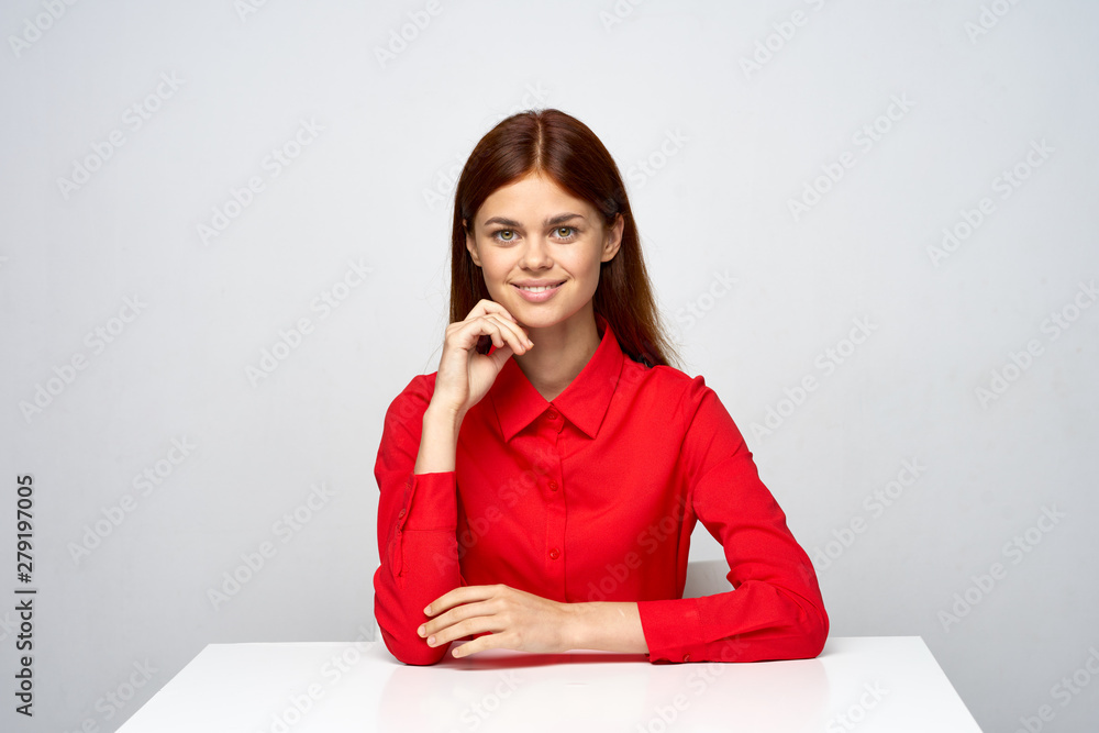 portrait of young woman sitting on the floor portrait of young woman sitting on the floor