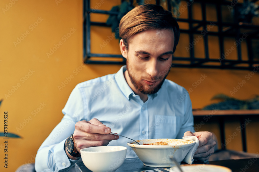 young man with cup of coffee young man with cup of coffee