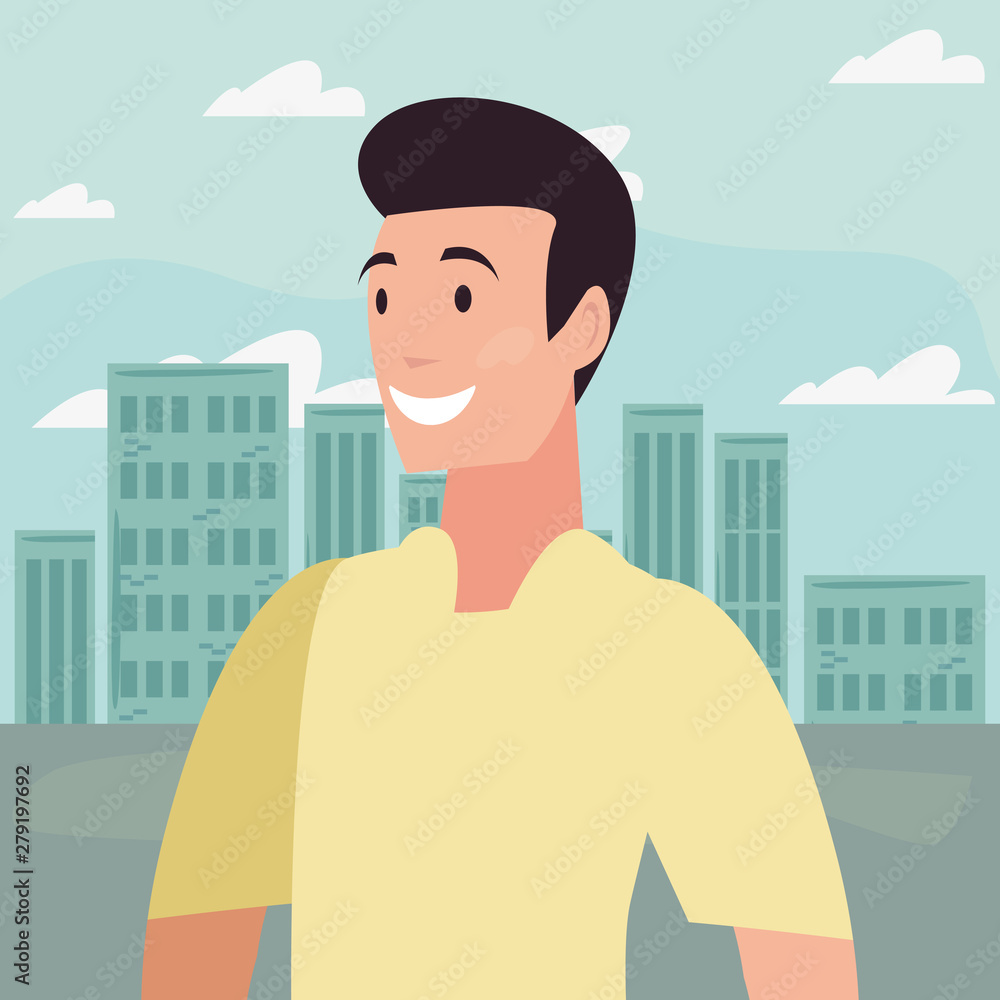 man avatar portrait city background man avatar portrait city background