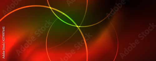 Shiny neon lines template - northern lights glowing blur lines. Futuristic style glow neon 80s disco club or night party techno template