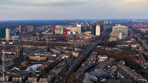 aerial view in the city centre of The Hague