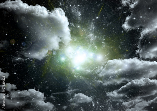 galaxy in a free space. 3D rendering