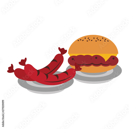 Tasty barbecue grilled food cartoon