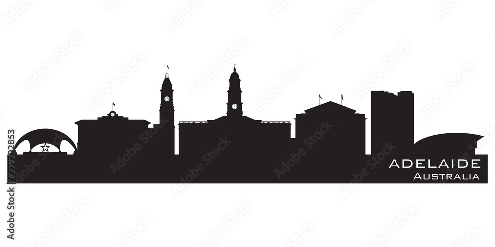 Adelaide Australia city skyline vector silhouette