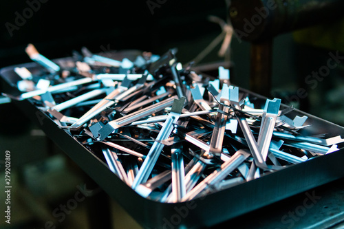 The steel waste,metal pile,stainless steel rubbish,stacked together,prepare for recycle and reused.