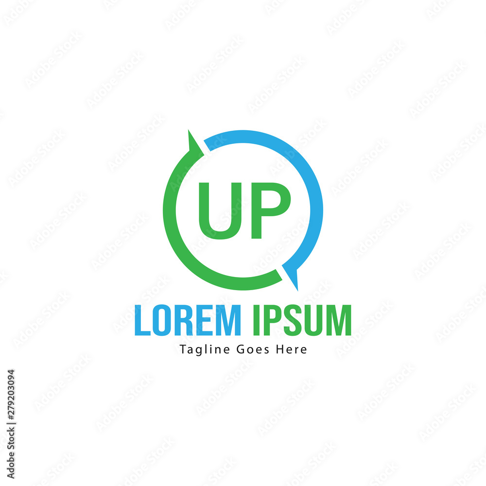 UP Letter Logo Design. Creative Modern UP Letters Icon Illustration