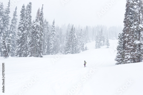 Snowboarding during a snow storm at Tamarack Mountain Resort
