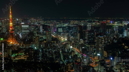 Wallpaper Mural Tokyo Night aerial cityscape traffic Japan time lapse Torontodigital.ca