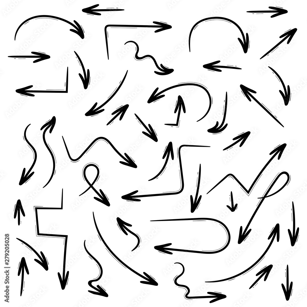 Black filigree arrows. Hand drawn icons Black filigree arrows. Hand drawn icons