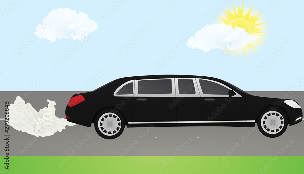 Limo on road. vector illustration