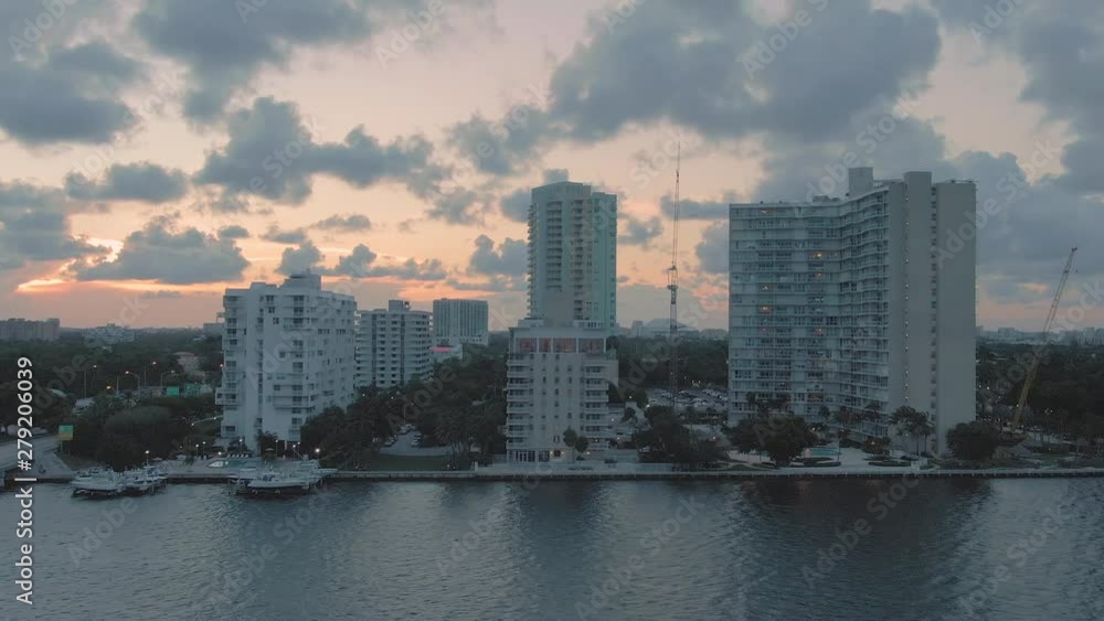 Aerial: Downtown Miami at sunset. Miami. Florida, USA Aerial: Downtown Miami at sunset. Miami. Florida, USA