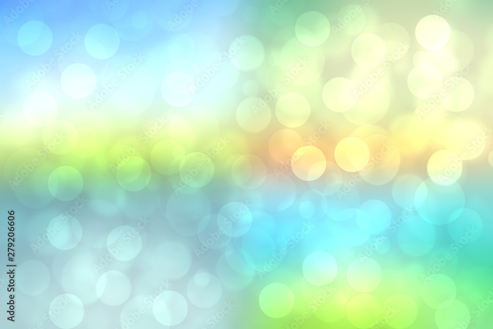 Abstract bright gradient motion spring or summer landscape texture background with natural green blue bokeh lights and yellow bright sunny sky. Beautiful backdrop with space for design. Abstract bright gradient motion spring or summer landscape texture background with natural green blue bokeh lights and yellow bright sunny sky. Beautiful backdrop with space for design.