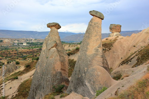 Three Graces (Three Beauties). Rock Formation near Ürgüp. Cappadocia, Central Anatolia, Turkey.