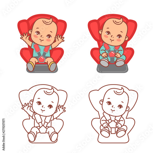 Baby sitting on car seat. Sticker for car.