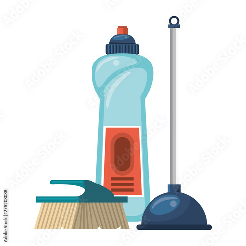 Set of cleaning equipment and products