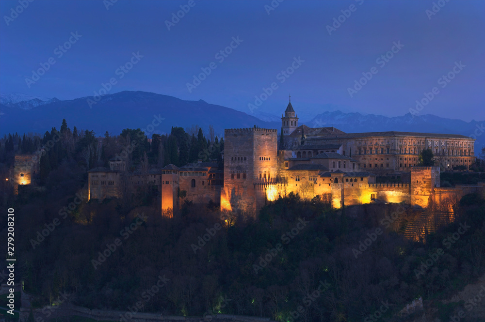 Europe, Spain, Andalucia, alhambra, granada province skyline