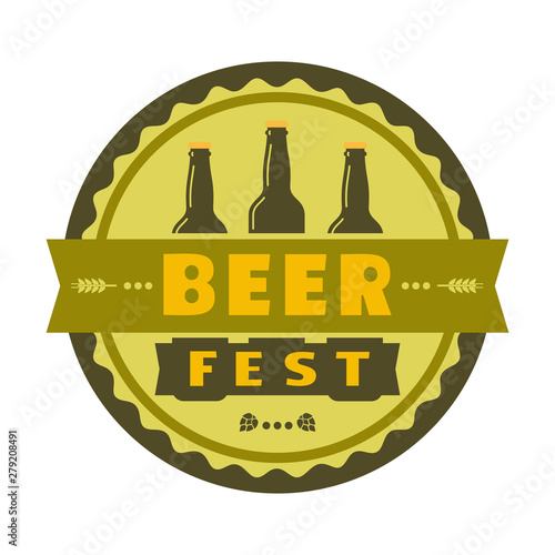 Beer fest hand drawn flat color vector round icon