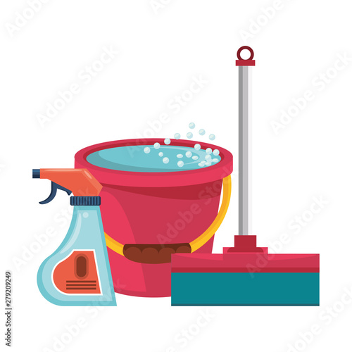 Set of cleaning equipment and products