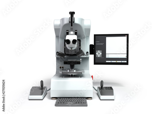 Foto electron microscope 3d render on white