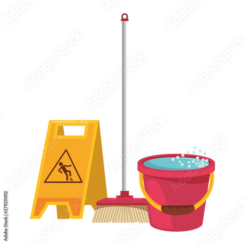 Set of cleaning equipment and products