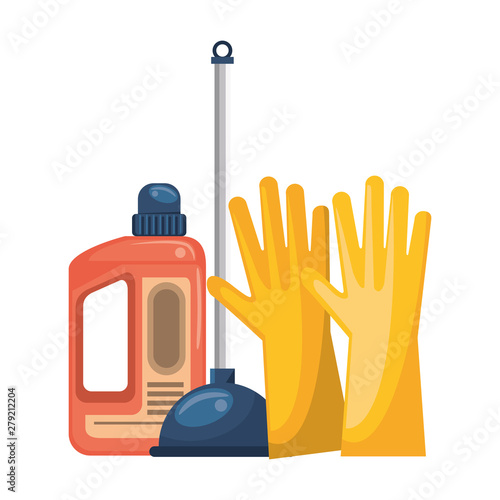 Set of cleaning equipment and products