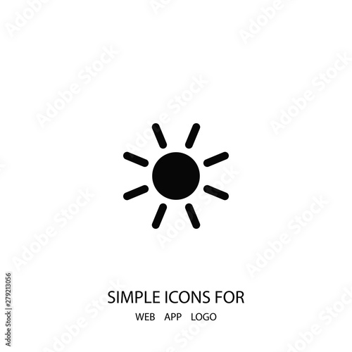 The Sun Vector Icon. A symbol of the sky and the good weather on white isolated background. Sunny sign.