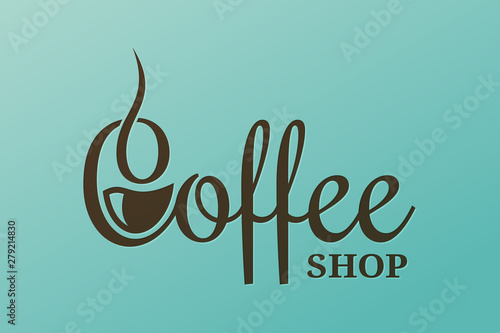 Coffee lettering design. Cup of coffee logo vector