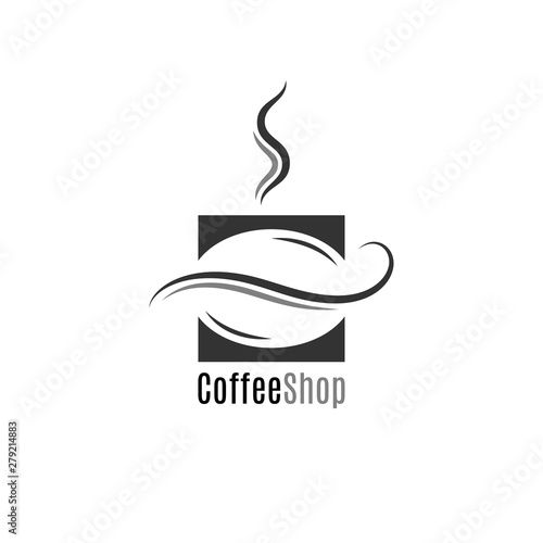 Coffee shop logo. Coffee bean on white background