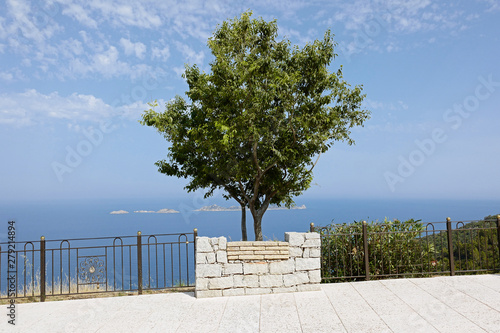 Sardinien Blick auf Baum und Meer Aussichtspunkt bei Villasimius