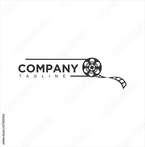 abstract cinema logo silhouette vector template design isolated on white background. film media Logo icon vector stock