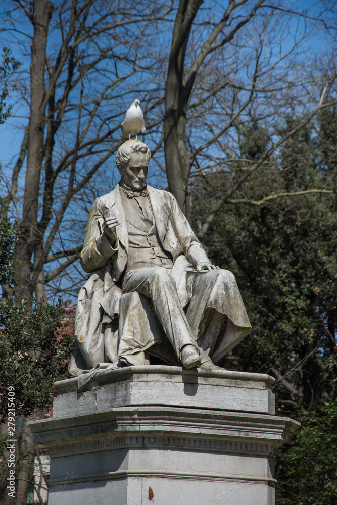 Pietro Paleocapa statue in Papadopoli garden, near Venice train station ,2019 ,march