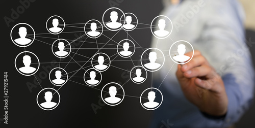 Photos communication network  digital workforce 3d