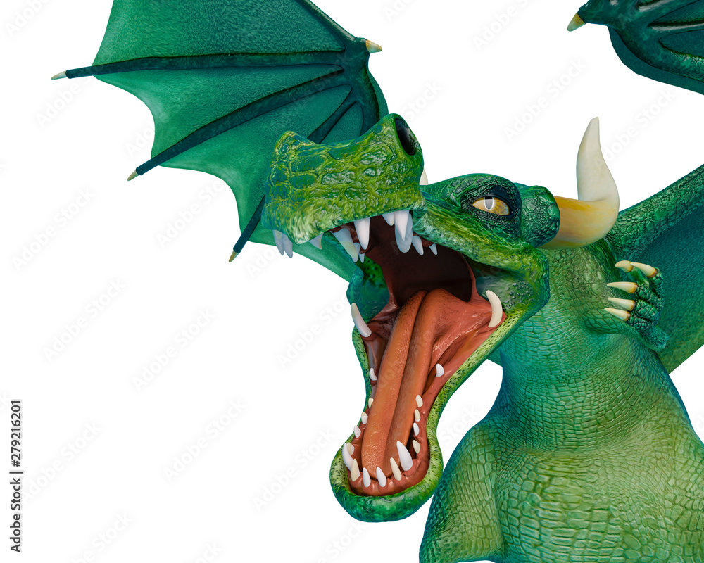 Fototapeta premium dragon cartoon attacking close up