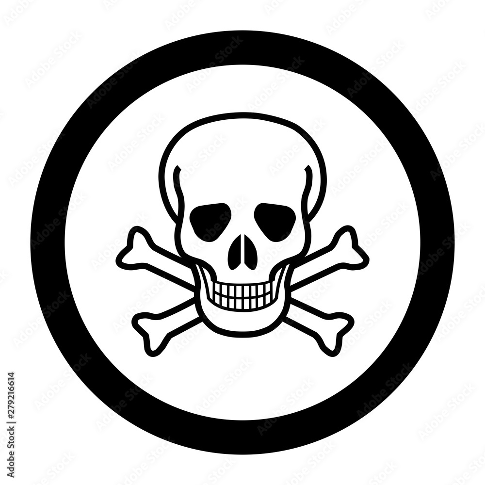 White skull and crossbones in a circle White skull and crossbones in a circle