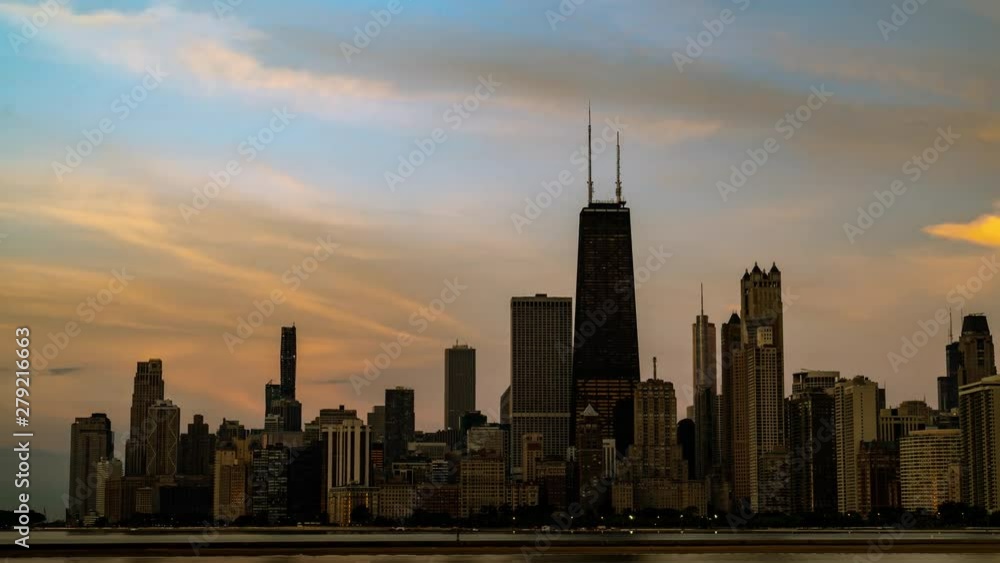 Time Lapse Sunrise over the Chicago Skyline Lakefront Zoom Out Time Lapse Sunrise over the Chicago Skyline Lakefront Zoom Out