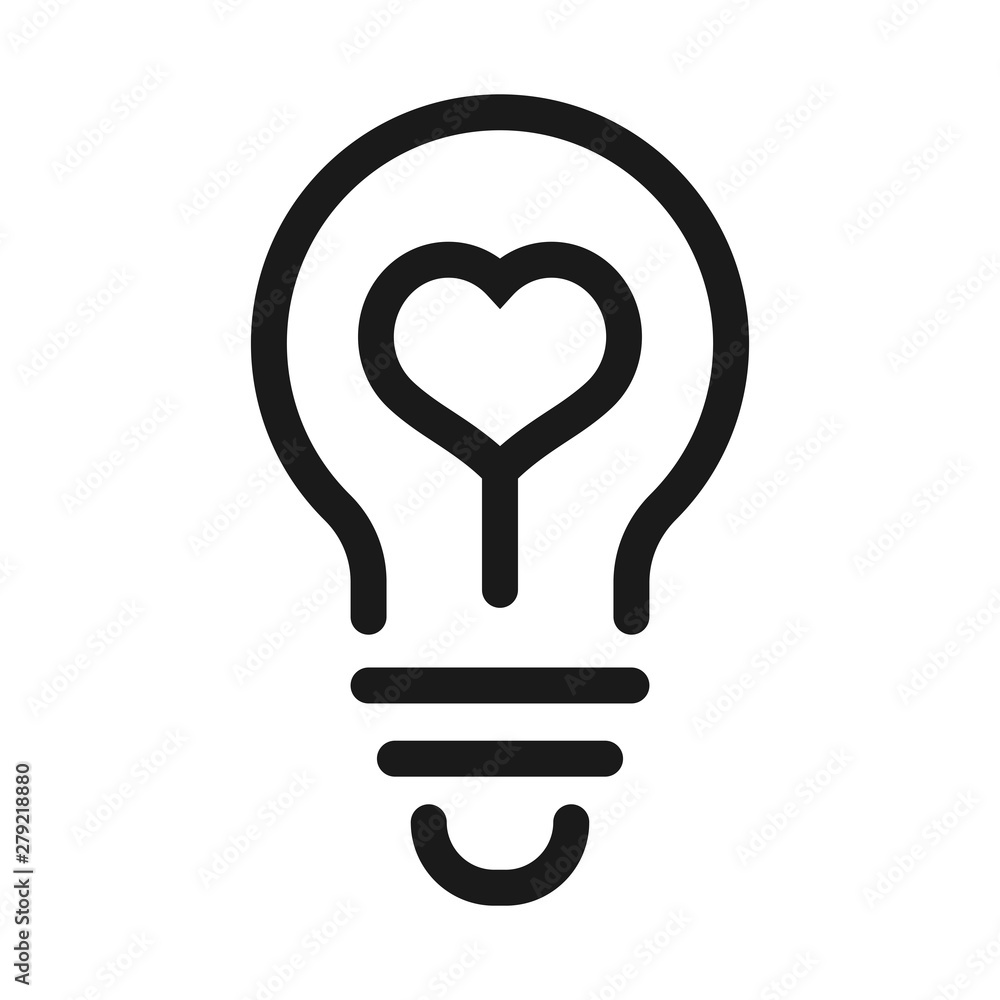 light bulb with love - minimal line web icon. simple vector illustration. concept for infographic, website or Stock Vector | Stock