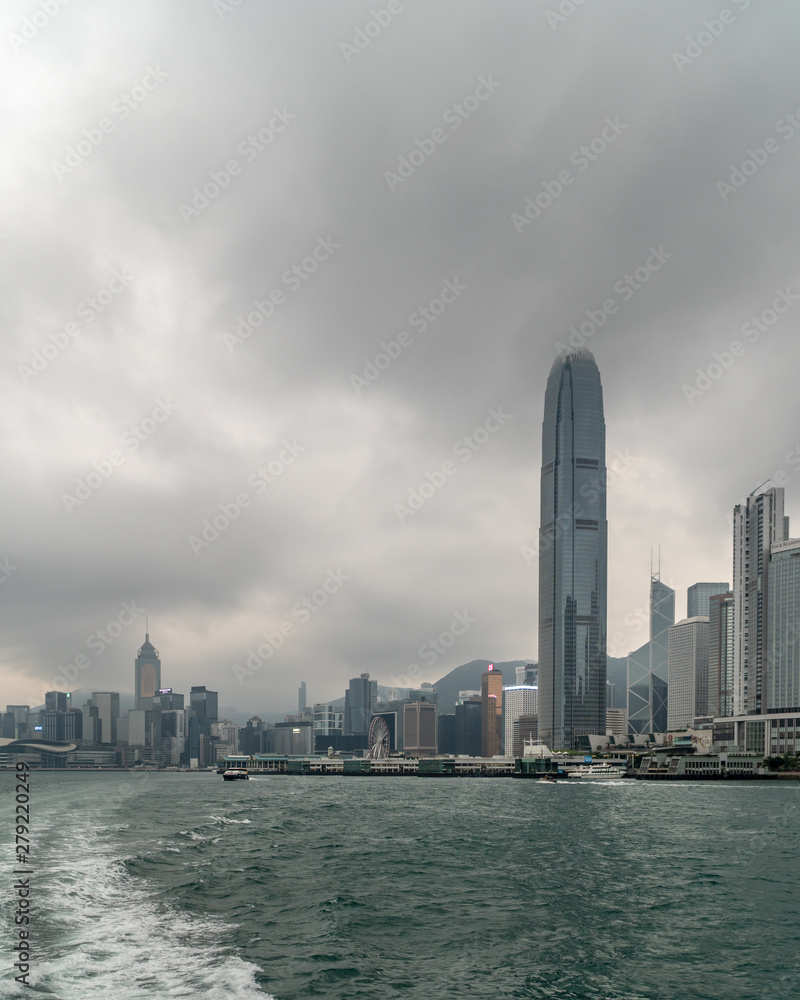 Fototapeta premium View at the Victoria Harbour from the ferry boat.
