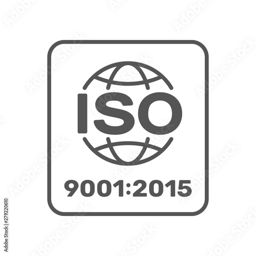 Symbol of ISO 9001 2015 certified. Vector Illustration. EPS 10.