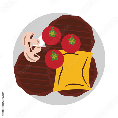Tasty barbecue grilled food cartoon