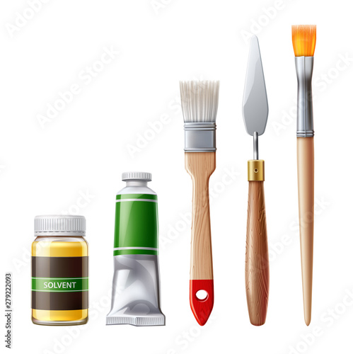 Vector realistic oil paint tube brush for drawing