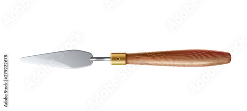 Vector realistic palette knife with wooden handle