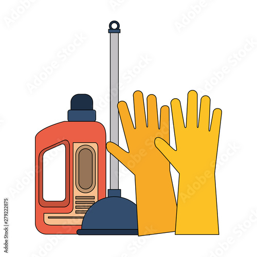 Set of cleaning equipment and products