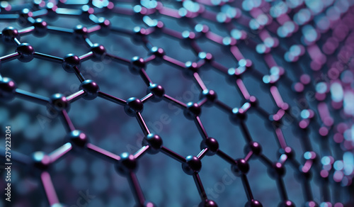 Structure of hexagonal nano material. Nanotechnology concept. Ab