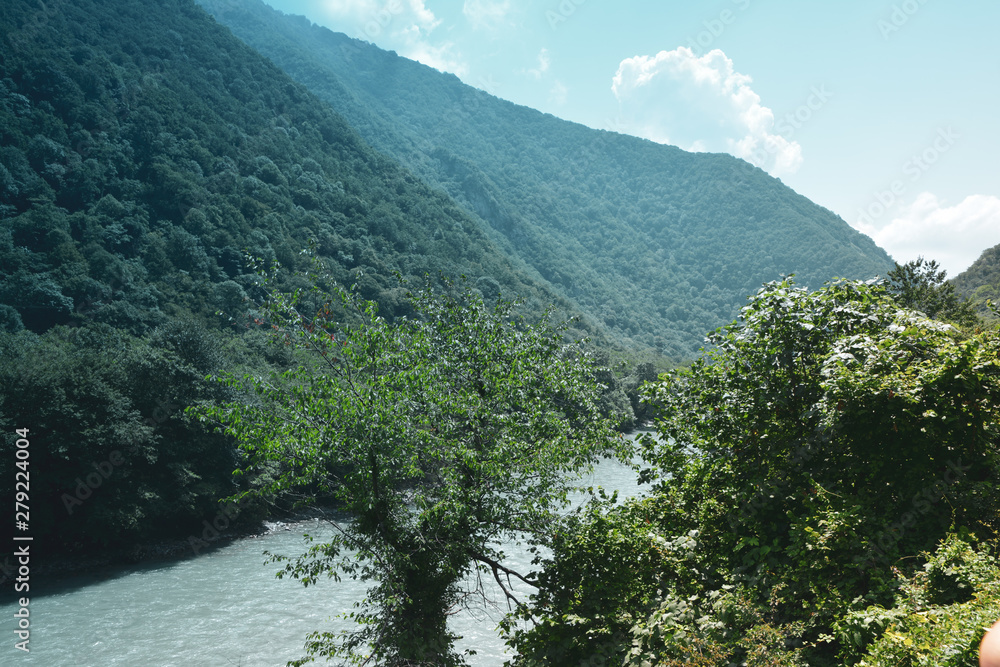 landscape of mountains of abkhazia, green paradise