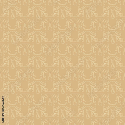 Fabric geometrical seamless cat pattern 