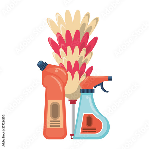 Set of cleaning equipment and products