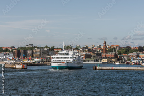 the electrical ferry Forsea from Denmark arrives at the port of Helsingor, Sweden