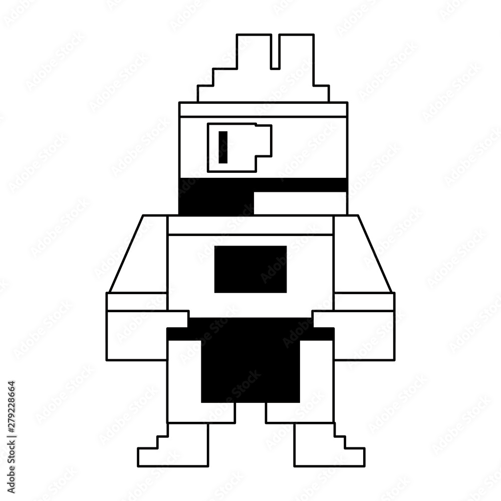 Videogame pixelated ninja character symbol Videogame pixelated ninja character symbol
