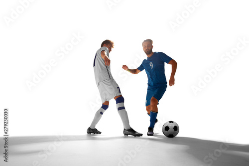 Soccer players isolated on white.